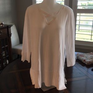 NWOT  3/4 sleeve white summer sweater/tunic